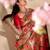 Red silk blend woven design saree with blouse
