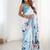 sky blue heavy chiffon mirror work saree