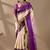 Cream silk blend woven design saree with blouse