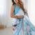 sky blue heavy chiffon mirror work saree