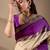 Cream silk blend woven design saree with blouse