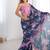 navy blue heavy chiffon mirror work saree