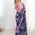 navy blue heavy chiffon mirror work saree