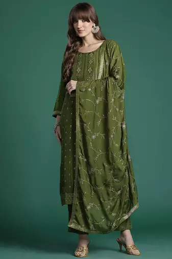 Ethnic Motifs Kurta with Trousers & Dupatta