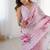 pink heavy chiffon mirror work saree
