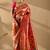 Orange silk blend woven design saree with blouse