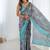 grey heavy chiffon mirror work saree