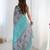 grey heavy chiffon mirror work saree