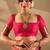 Orange silk blend woven design saree with blouse