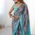 grey heavy chiffon mirror work saree