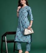 Floral Printed Regular Pure Cotton Kurta with Trousers