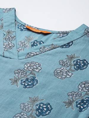 Floral Printed Regular Pure Cotton Kurta with Trousers 2