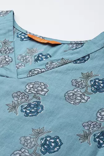 Floral Printed Regular Pure Cotton Kurta with Trousers