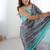 grey heavy chiffon mirror work saree