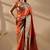 Orange silk blend woven design saree with blouse