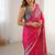 red heavy chiffon mirror work saree