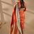 Orange silk blend woven design saree with blouse