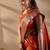 Orange silk blend woven design saree with blouse