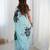 aqua blue heavy chiffon mirror work saree