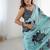 aqua blue heavy chiffon mirror work saree