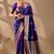 Dark Blue silk blend woven design saree with blouse