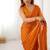 orange heavy smooth sitara mirror work satin saree