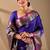 Dark Blue silk blend woven design saree with blouse