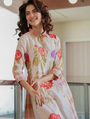 Women Floral Printed Regular Pure Cotton Kurta with Trousers 2