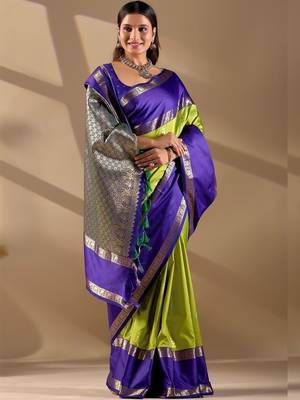 Multicolor silk blend woven design saree with blouse 2