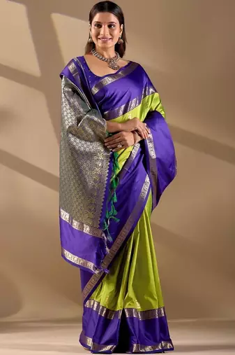 Multicolor silk blend woven design saree with blouse