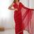 red heavy smooth sitara mirror work satin saree