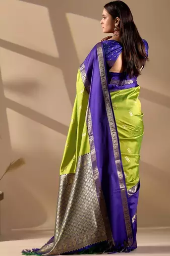 Multicolor silk blend woven design saree with blouse