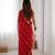 red heavy smooth sitara mirror work satin saree