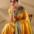 Yellow silk blend woven design saree with blouse