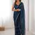 navy blue heavy smooth sitara mirror work satin saree