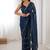 navy blue heavy smooth sitara mirror work satin saree