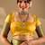 Yellow silk blend woven design saree with blouse