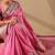 Pink silk blend woven design saree with blouse