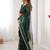 dark green heavy smooth sitara mirror work satin saree
