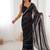 black heavy smooth sitara mirror work satin saree
