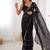 black heavy smooth sitara mirror work satin saree