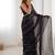 black heavy smooth sitara mirror work satin saree