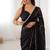 black heavy smooth sitara mirror work satin saree