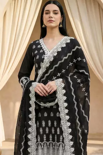 Women Motifs Embroidered Thread Work Pure Cotton Kurta with Trousers & Dupatta