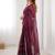 wine heavy smooth sitara mirror work satin saree