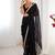 black heavy smooth sitara mirror work satin saree