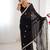 black heavy smooth sitara mirror work satin saree