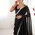 black heavy smooth sitara mirror work satin saree