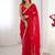 red heavy smooth sitara mirror work satin saree