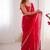 red heavy smooth sitara mirror work satin saree